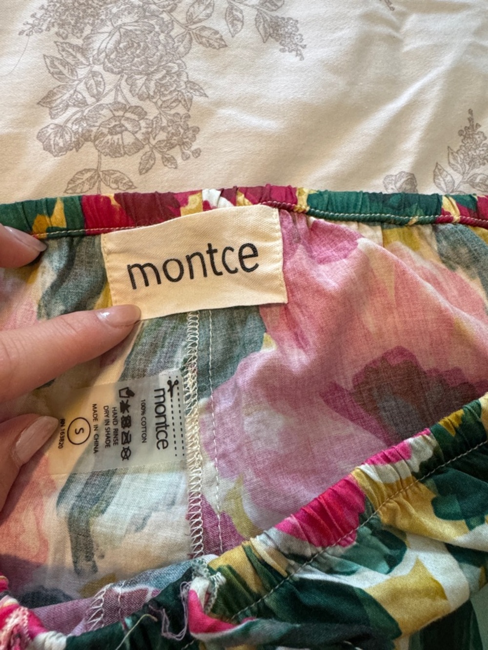 Montce Floral Wide-Leg Coverup Pants in Pink, Green & Yellow Isla floral - Picture 2 of 3
